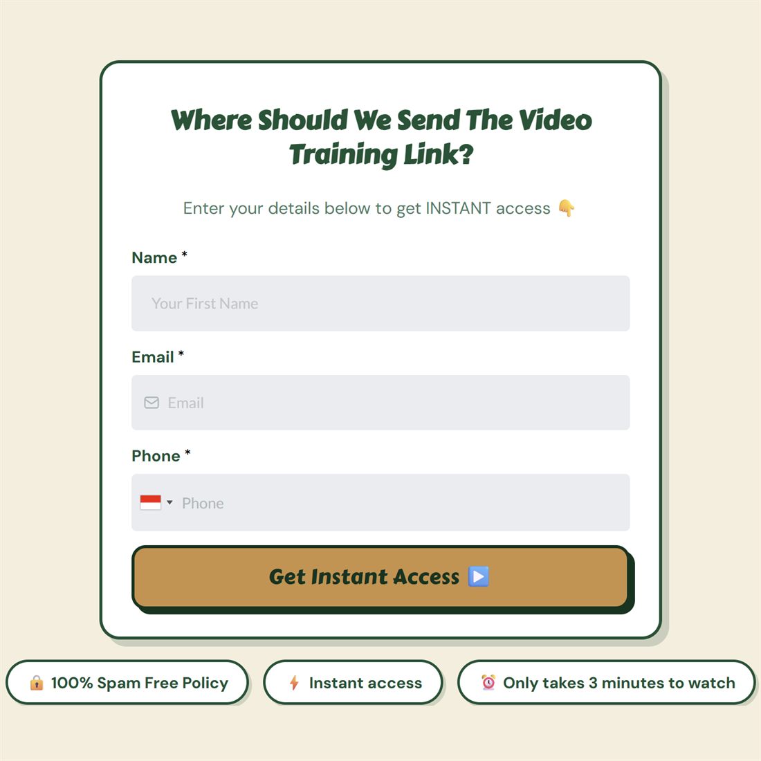 GoHighLevel opt-in form after Hardbox redesign