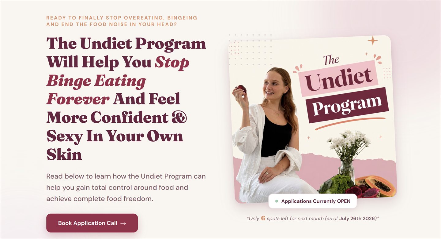 The Undiet Company program page after Hardbox redesign